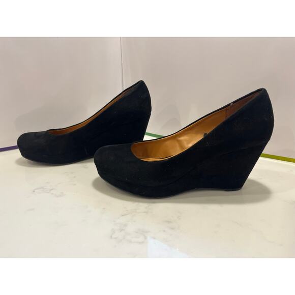 Suede Black Wedges Size 8 - Ana - Kenny - Excellent Condition - Picture 2 of 8